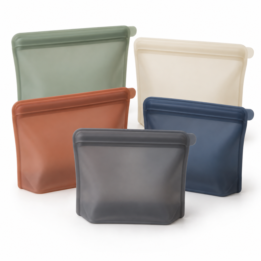 Reusable Silicone Food Storage Bags, Set of 5