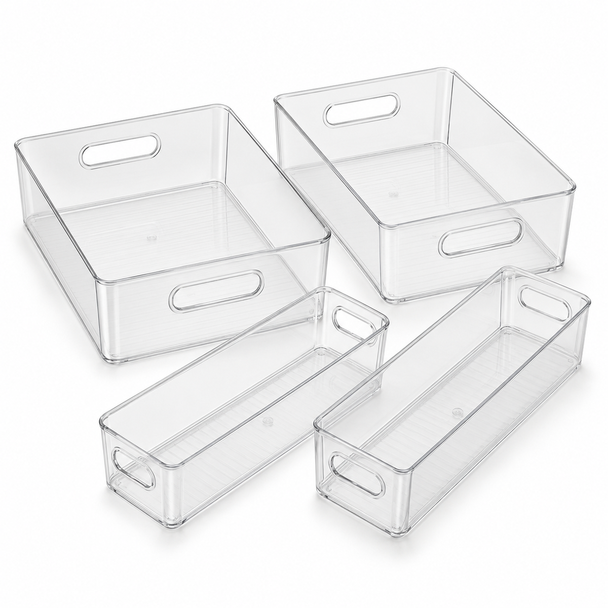 Clear Refrigerator Organizer Bins, Set of 4