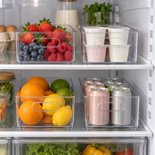 Clear Refrigerator Organizer Bins, Set of 4