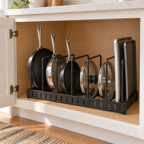 Adjustable Pot and Pan Organizer Rack