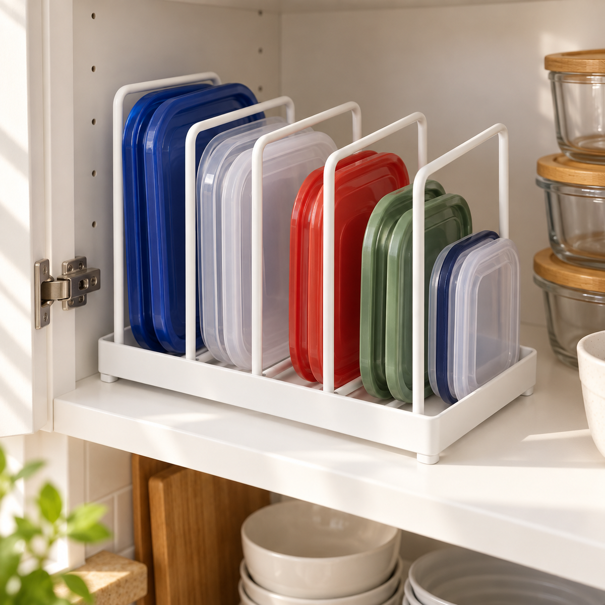 Steel Food Container Lid Organizer