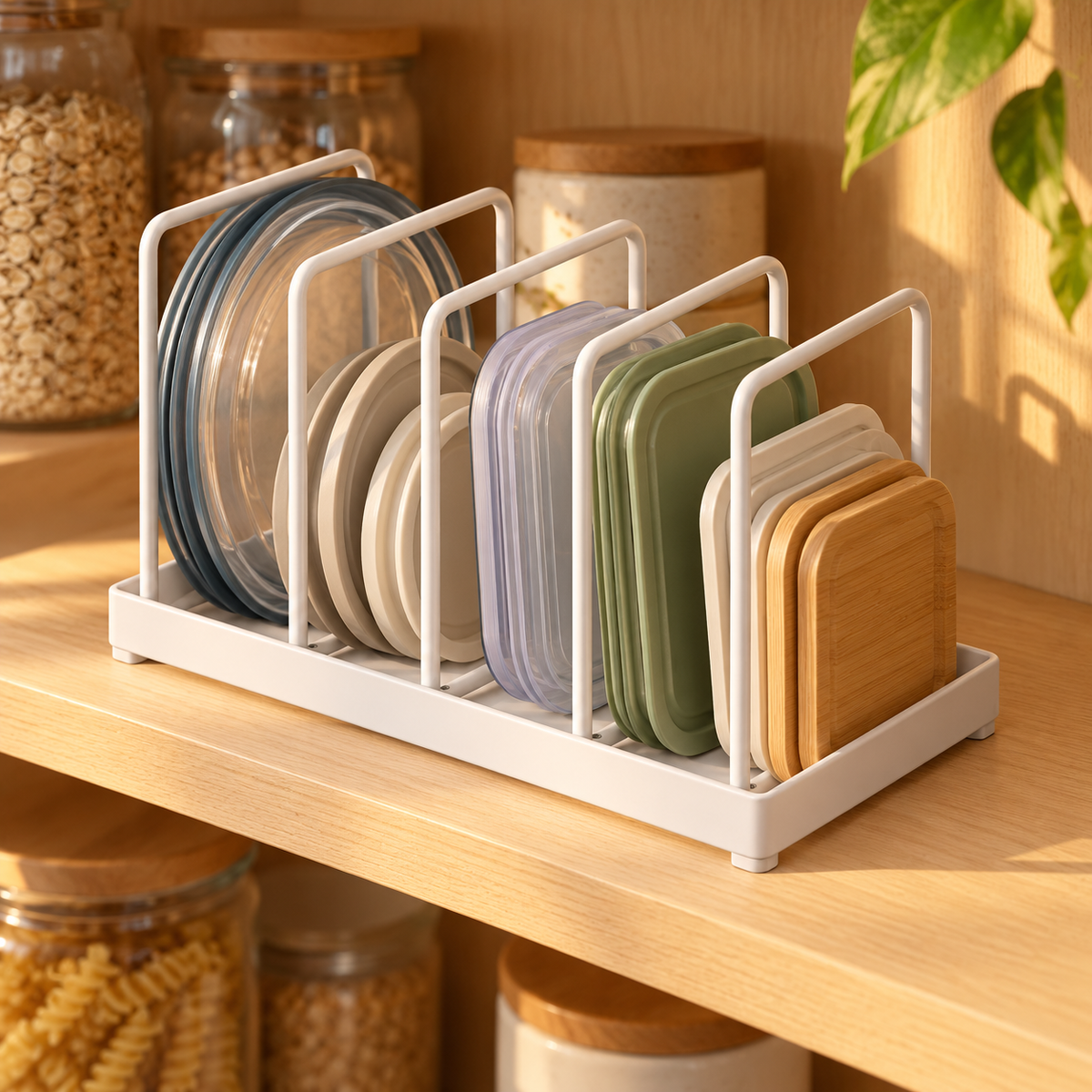 Steel Food Container Lid Organizer