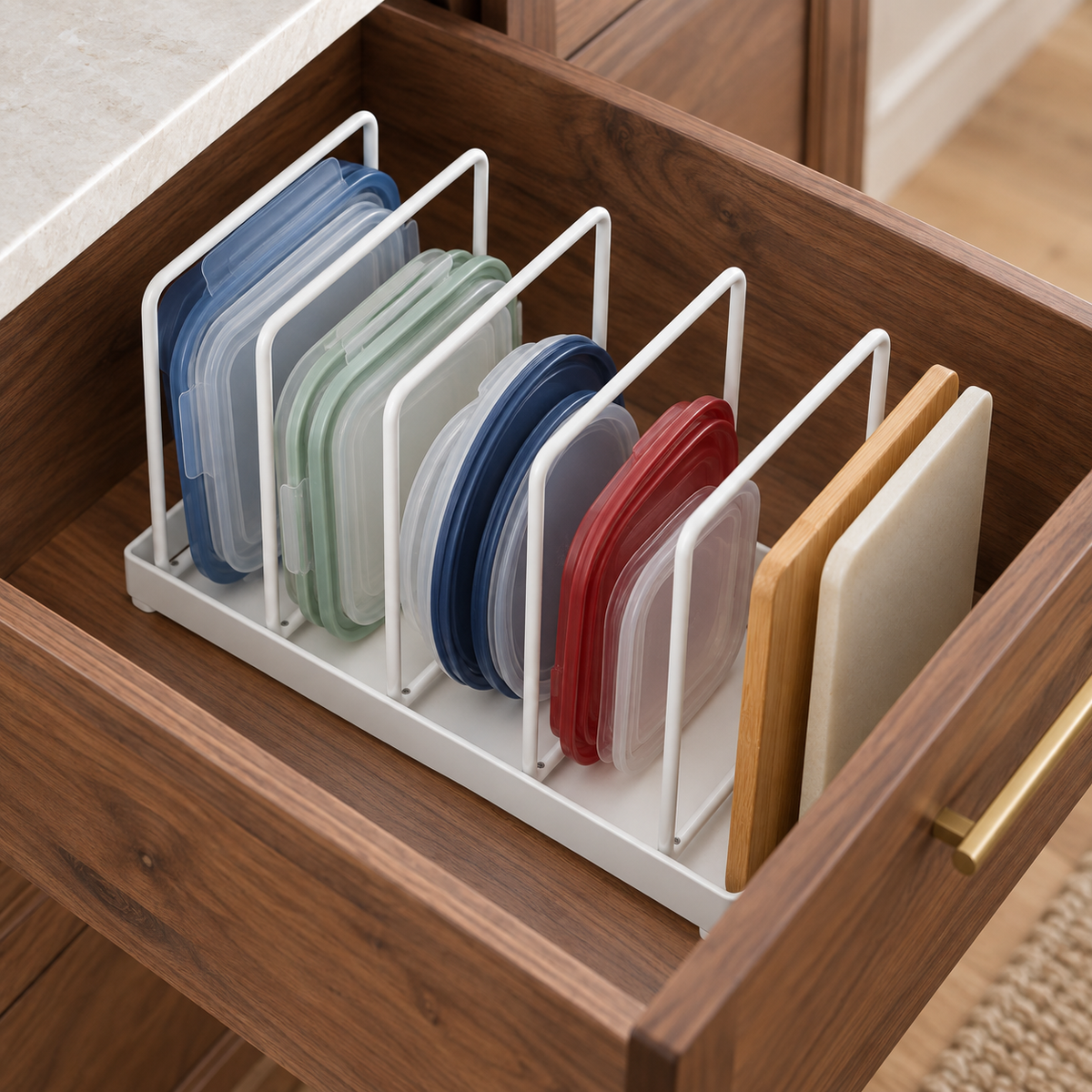 Steel Food Container Lid Organizer
